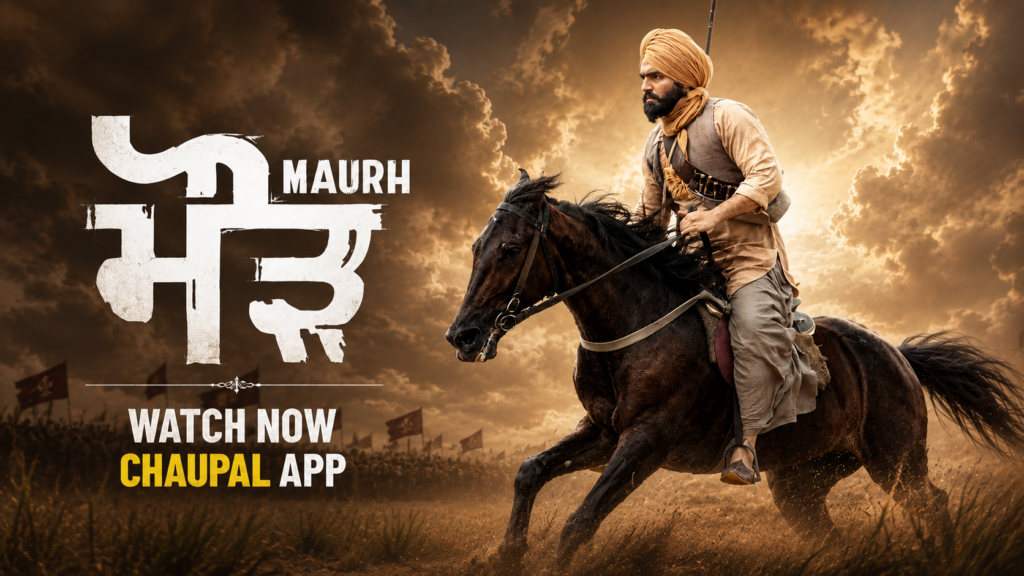 Maurh Punjabi movie poster from the latest Punjabi movies collection on Chaupal OTT, featuring a Sikh warrior on horseback in a powerful historical action drama.